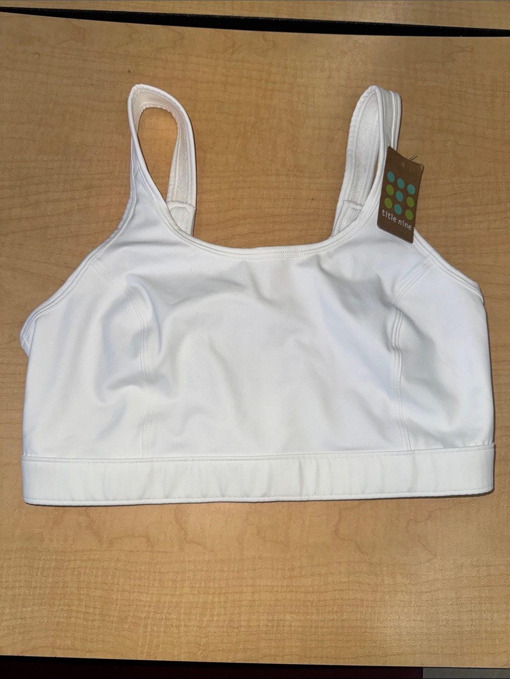 NWT Title nine White Sports Bra with Scoop Neck